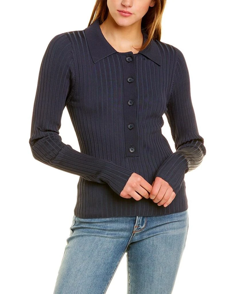 商品Good American|GOOD AMERICAN Ribbed Polo Shirt,价格¥372,第1张图片