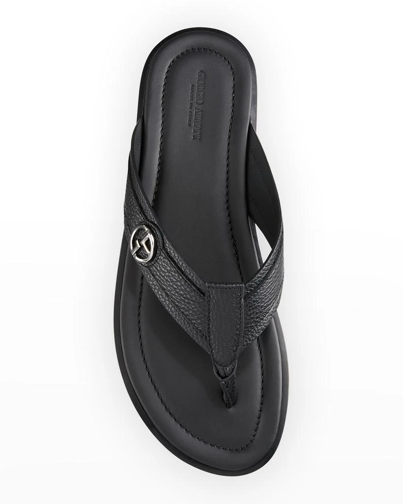商品Giorgio Armani|Men's Logo Leather Thong Sandals,价格¥4805,第2张图片详细描述