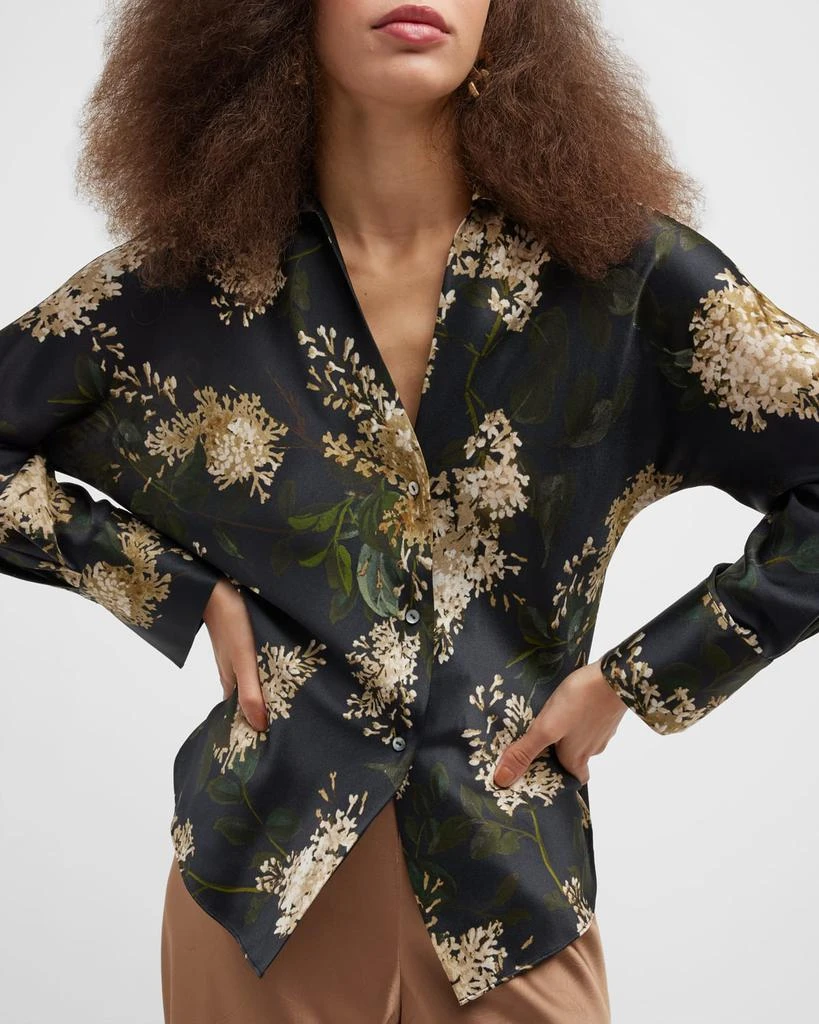 Floral-Print Silk Button-Front Blouse 商品