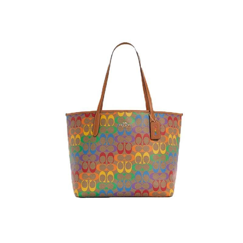 商品Coach|香港直邮COACH 女士彩虹印花托特包 C4181IMMU4,价格¥3130,第1张图片