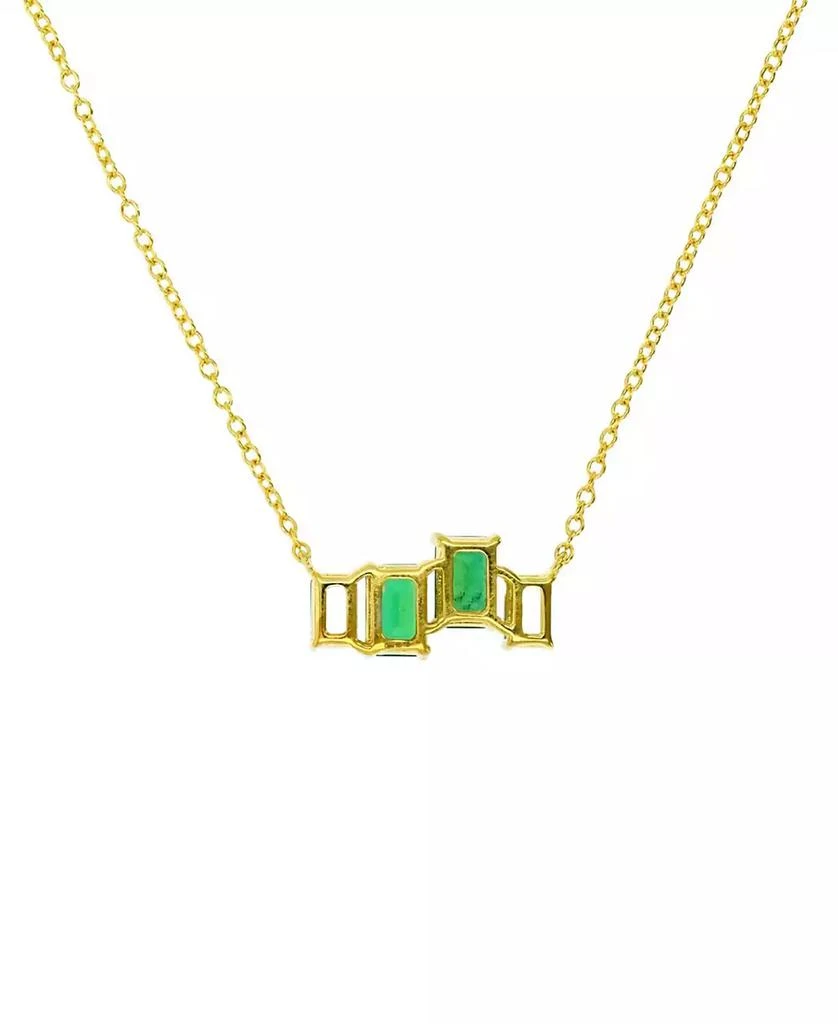 商品Macy's|Lab-Grown Emerald (1-1/5 ct. t.w.) & Lab-Grown White Sapphire (3/4 ct. t.w.) Four Stone 18" Collar Necklace in 14k Gold-Plated Sterling Silver,价格¥617,第4张图片详细描述