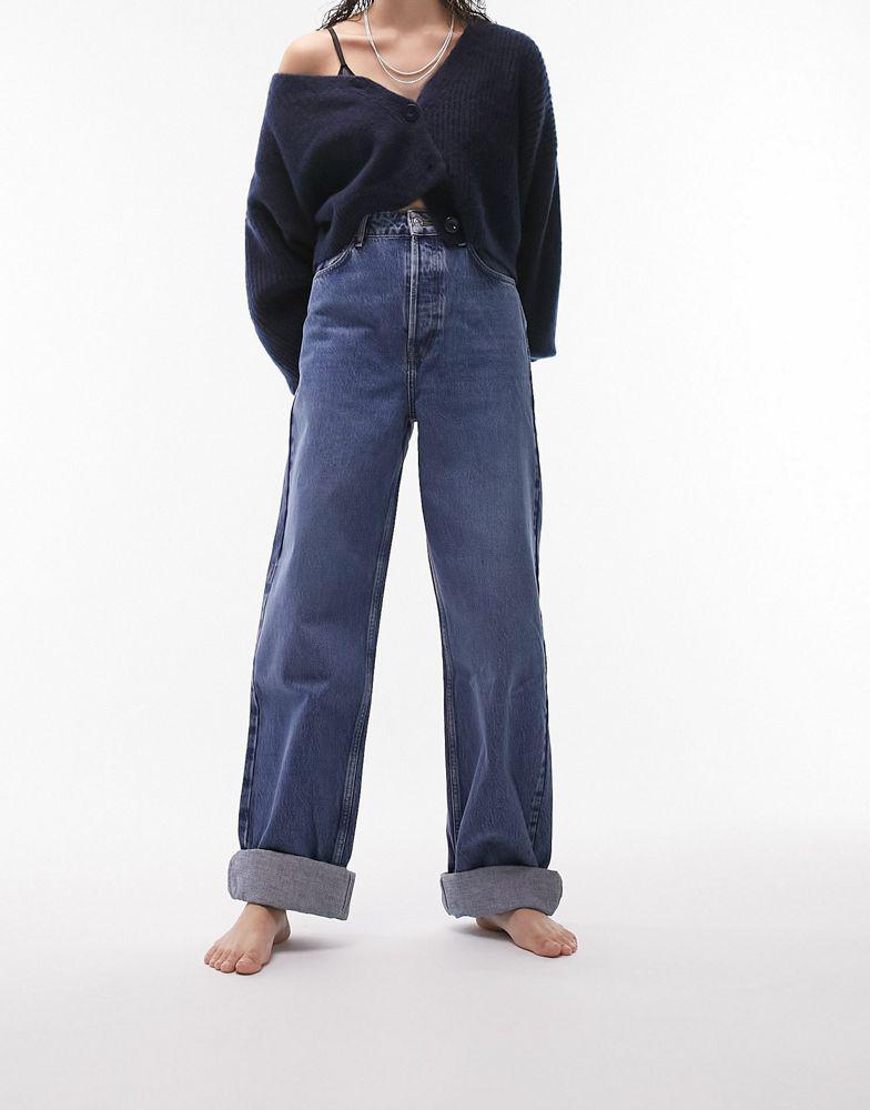 商品Topshop|Topshop oversized Mom jean in mid blue,价格¥287,第5张图片详细描述