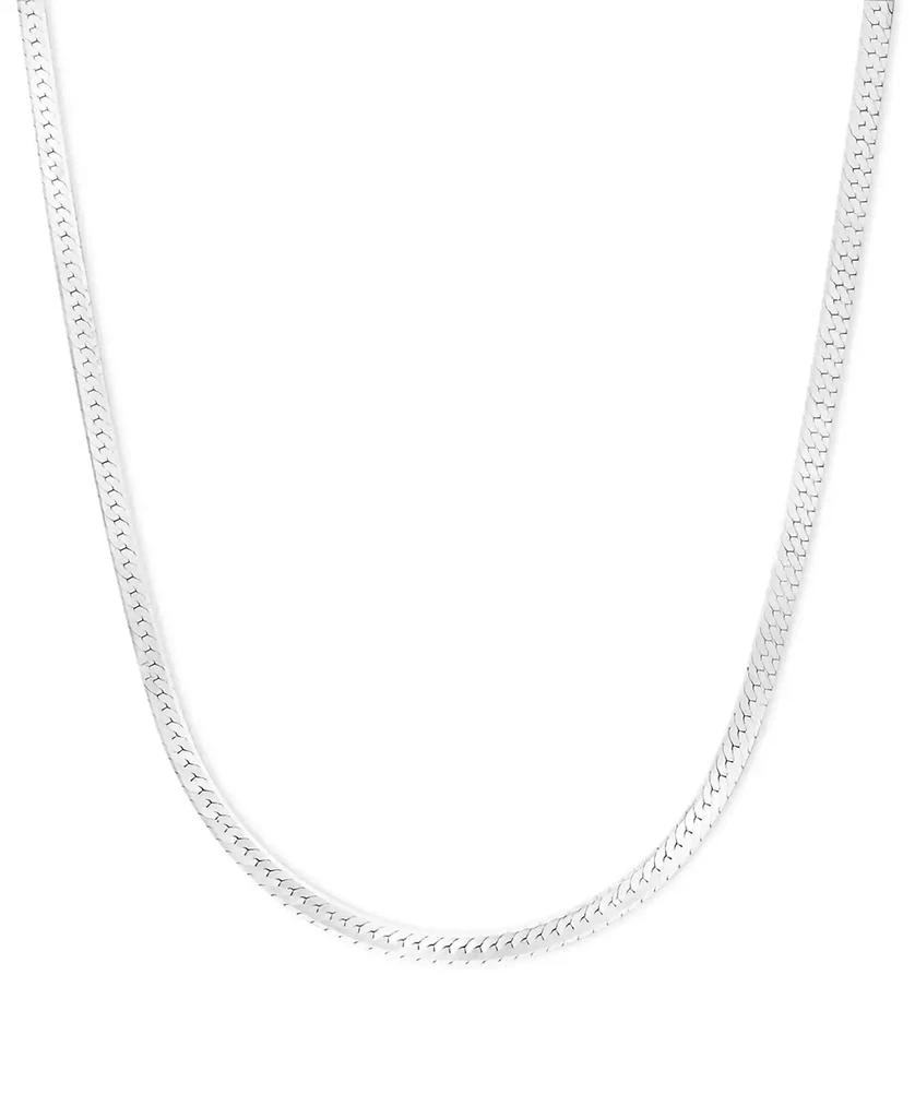 商品Macy's|14k White Gold Necklace, 18" Flat Herringbone Chain (1-1/4mm),价格¥1138,第1张图片