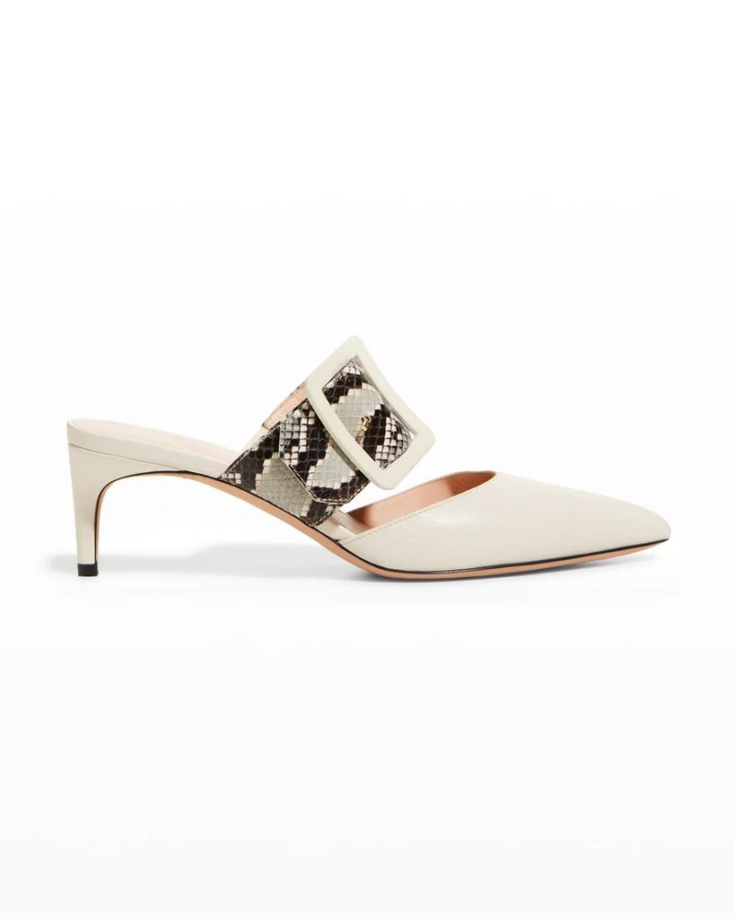 商品Bally|Jemina Snake-Print Leather Buckle Mule Pumps,价格¥5174,第1张图片