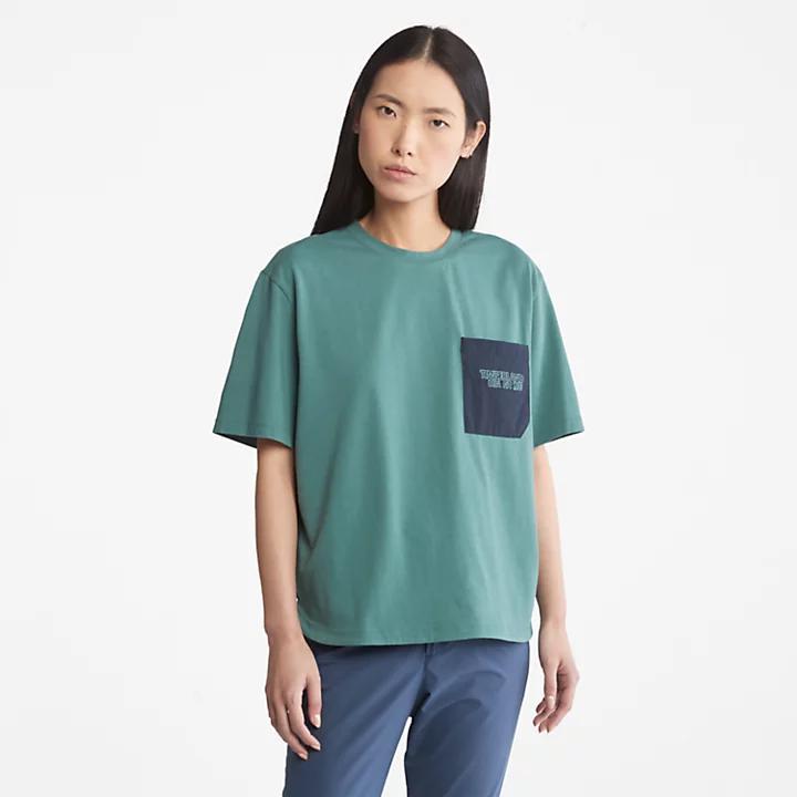 商品Timberland|TimberCHILL™ Pocket T-Shirt for Women in Teal,价格¥185,第1张图片