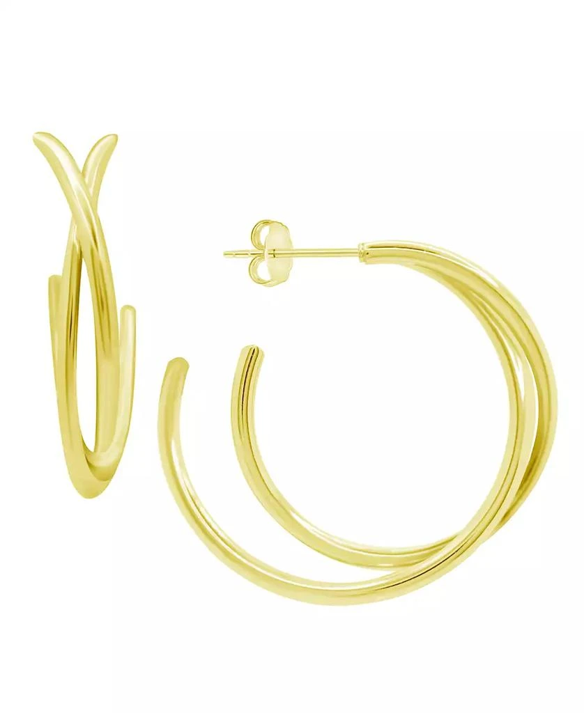 商品Essentials|High Polished Crossover C Hoop Post Earring in Silver Plate or Gold Plate,价格¥297,第1张图片