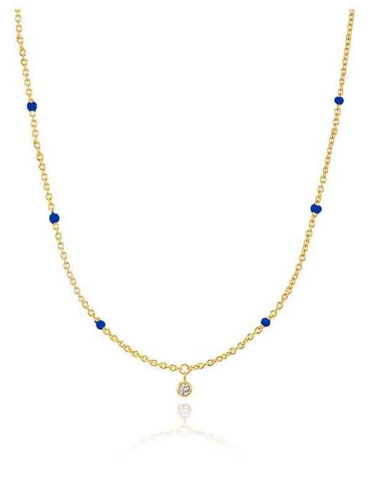 Silver 1 Stone Ball Chain Necklace商品第3张图片规格展示