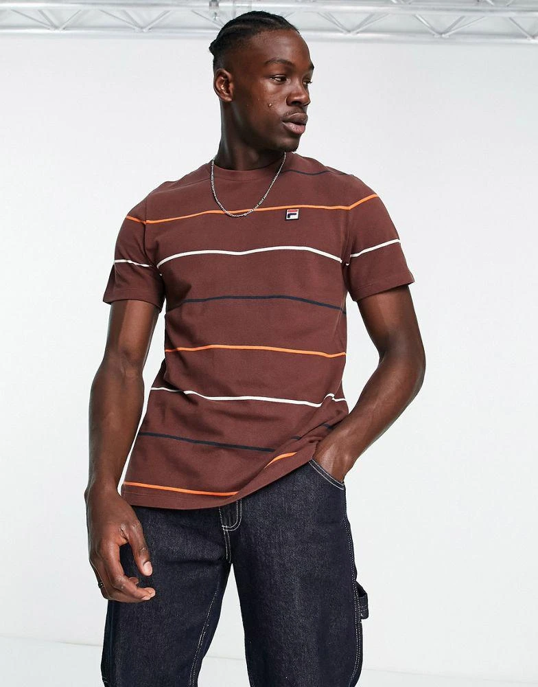 商品Fila|Fila striped t-shirt with branding in brown,价格¥217,第1张图片