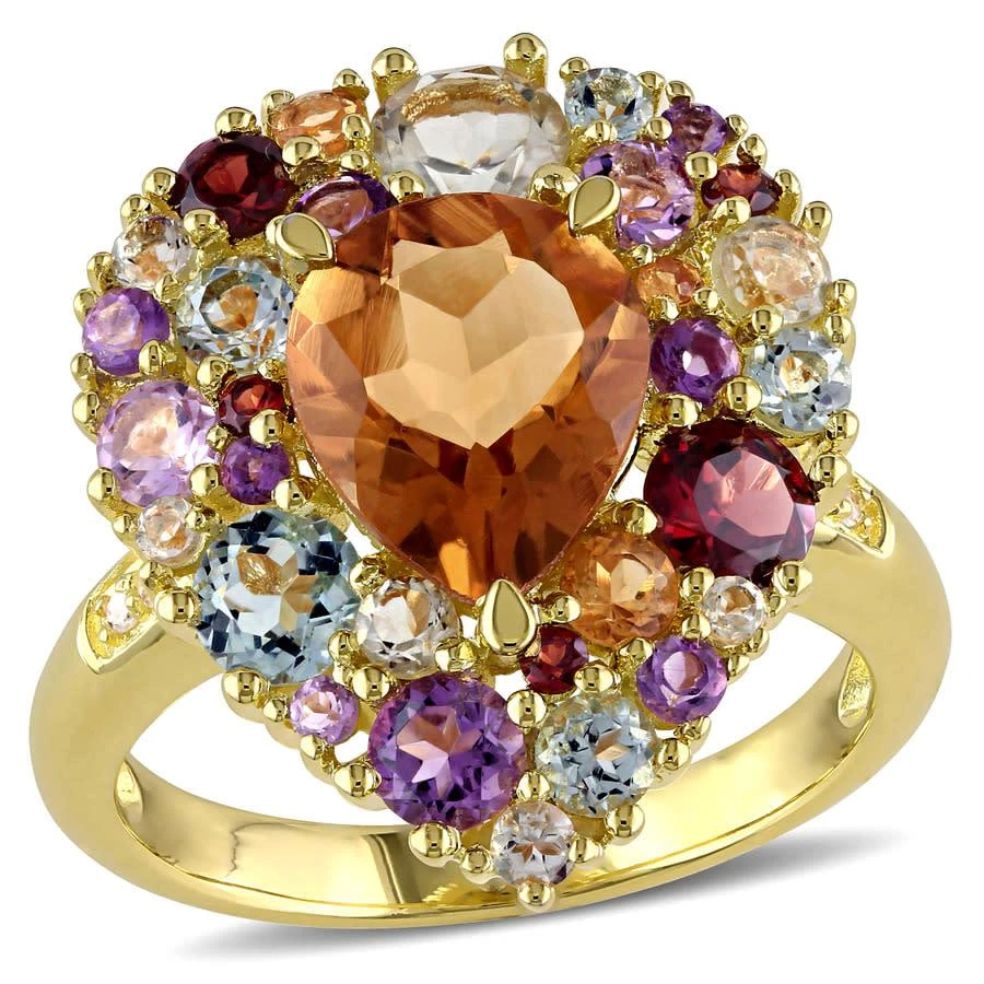 商品Amour|0.02 CT TDW Diamond and 4 3/4 CT TGW Multi-Gemstone Color Ring in Yellow Silver,价格¥1068,第1张图片