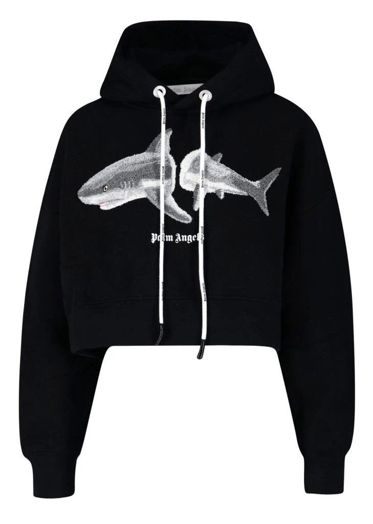 商品Palm Angels|Palm Angels Logo-Print Drawstring Hoodie,价格¥4361,第1张图片