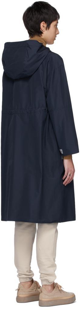 Navy Cotton Hooded Zip-Up Eparka Coat商品第3张图片规格展示
