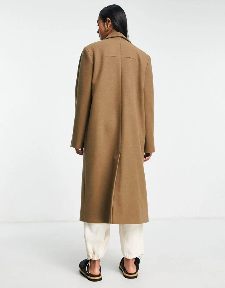 商品Topshop|Topshop double breasted long coat in dark camel,价格¥410,第4张图片详细描述