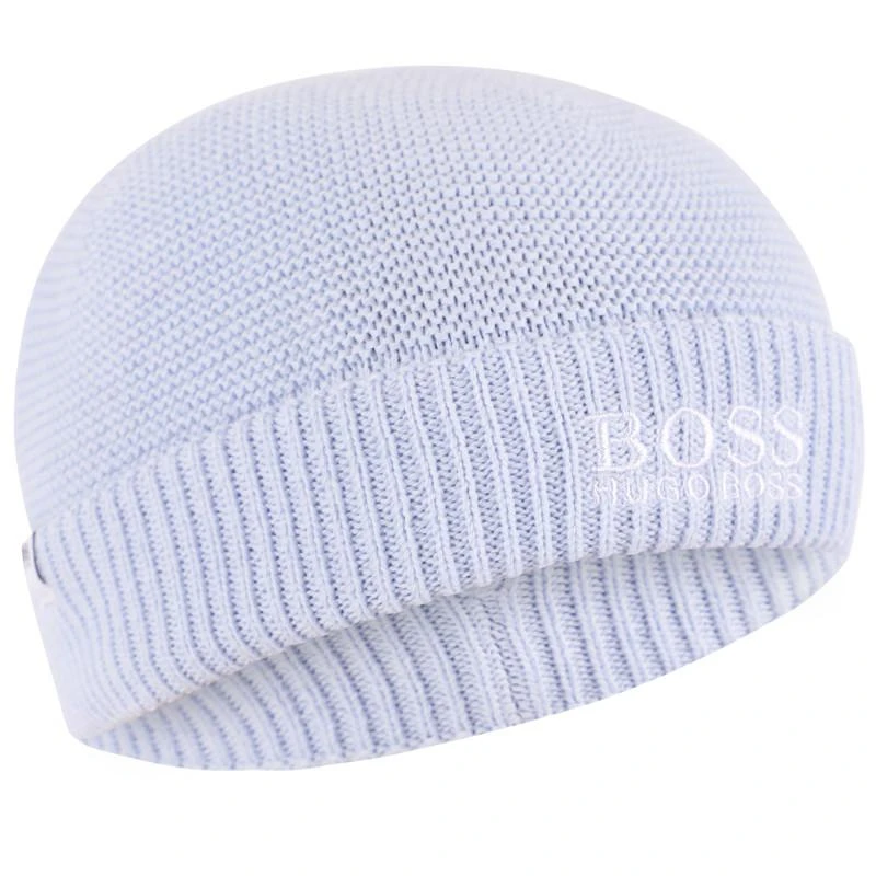 商品Boss Kids|Knit logo cap and baby shoes in light blue,价格¥646,第2张图片详细描述