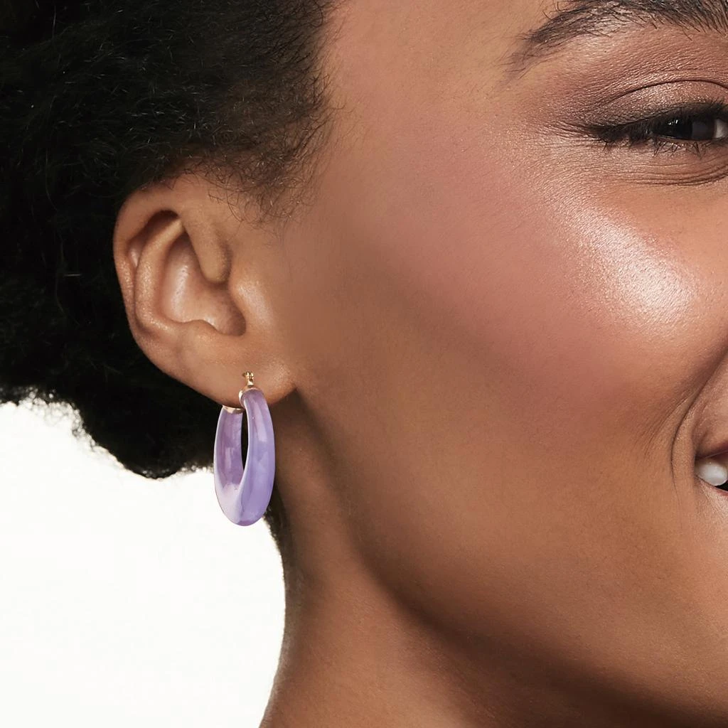 商品Ross-Simons|Lavender Jade Hoop Earrings With 14kt Yellow Gold,价格¥2078,第2张图片详细描述