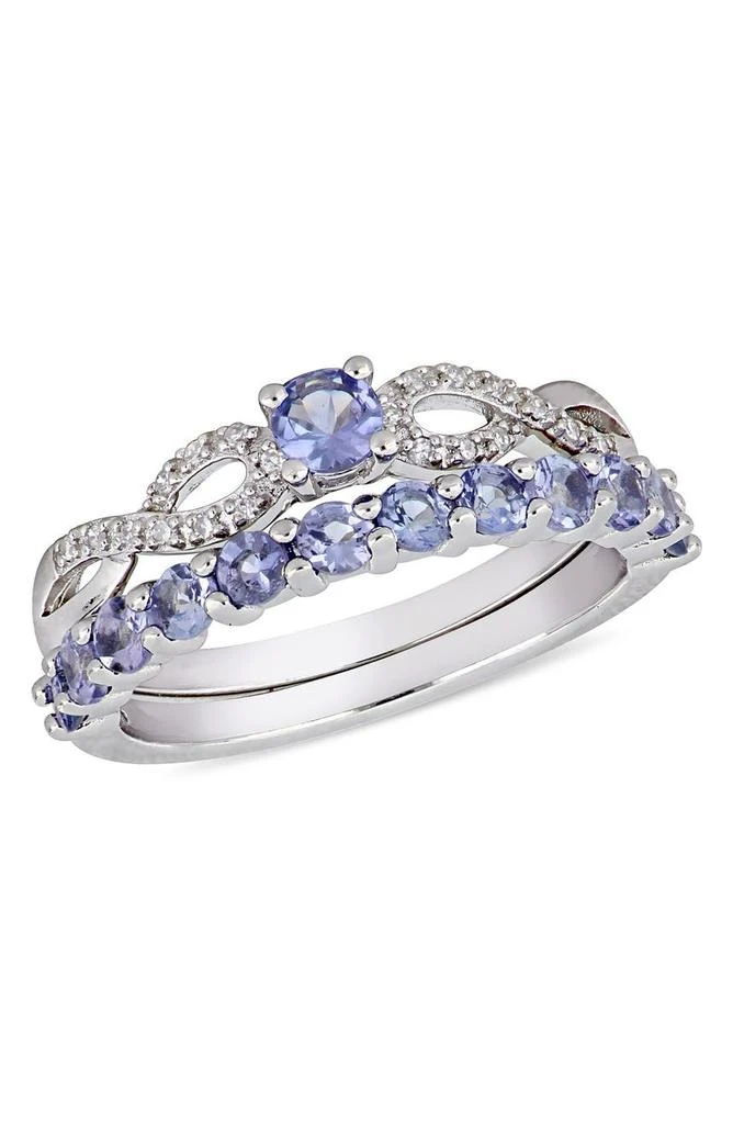 商品DELMAR|Sterling Silver Prong Set Tanzanite & Pave Diamond Infinity Band Ring,价格¥1153,第1张图片