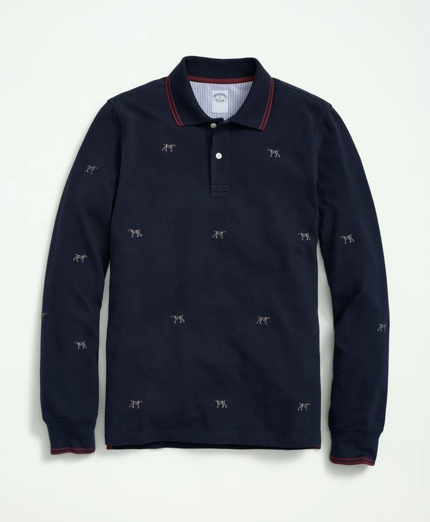 商品Brooks Brothers|Cotton Pique Long-Sleeve Embroidered Dog Polo Shirt,价格¥496,第1张图片