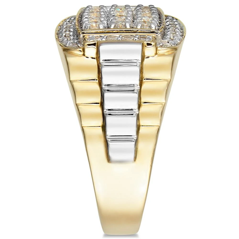 商品Macy's|Men's Diamond Cluster Two-Tone Ring (1 ct. t.w.) in 10k Gold & White Gold,价格¥17929,第4张图片详细描述