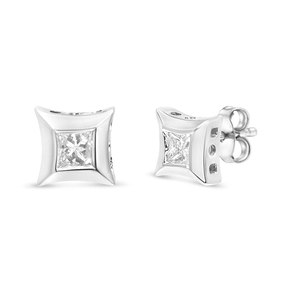 商品Haus of Brilliance|10K White Gold 1/3 Cttw Invisible Set Style Princess-Cut Diamond Stud Earrings,价格¥5834,第1张图片