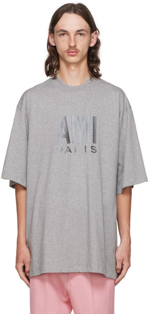 商品AMI|Grey Organic Cotton T-Shirt,价格¥1001,第1张图片