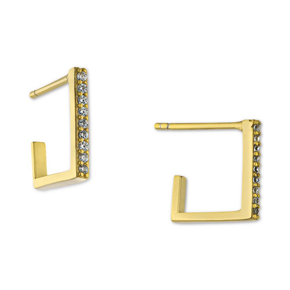 Cubic Zirconia Square Hoop Earrings in 18k Gold-Plated Sterling Silver, Created for Macy's商品第1张图片规格展示