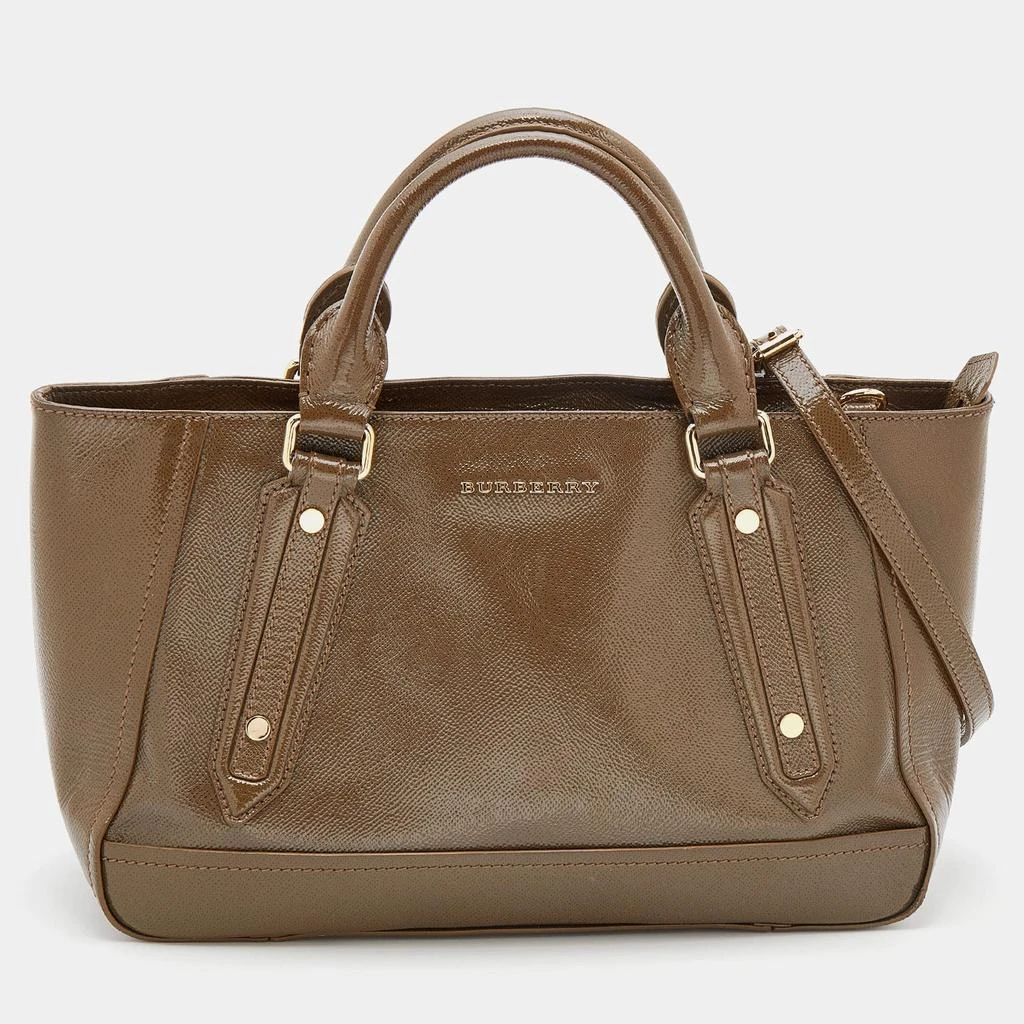 商品[二手商品] Burberry|Burberry Brown Patent Leather Somerford Convertible Tote,价格¥2305,第1张图片