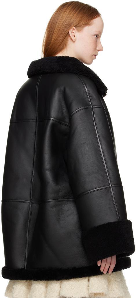 商品Totême|Black Signature Shearling Jacket,价格¥13500,第5张图片详细描述