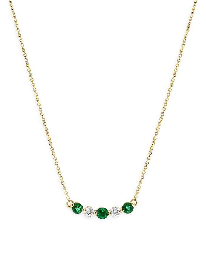商品Bloomingdale's|Emerald & Diamond Curved Bar Collar Necklace in 14K Yellow Gold - 100% Exclusive,价格¥12707,第1张图片