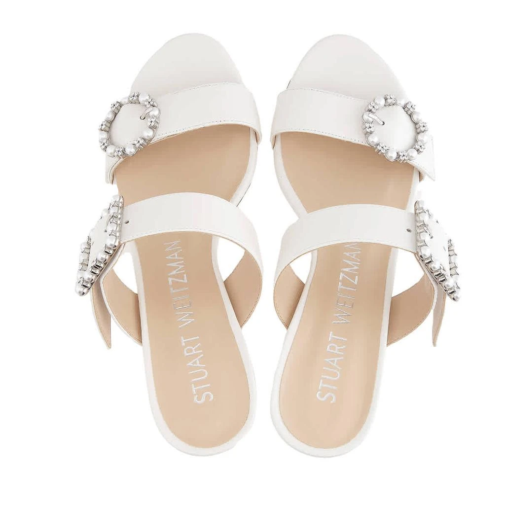 商品Stuart Weitzman|Ladies White Pearl Geo Buckle 75 Slide Sandals,价格¥1484,第3张图片详细描述