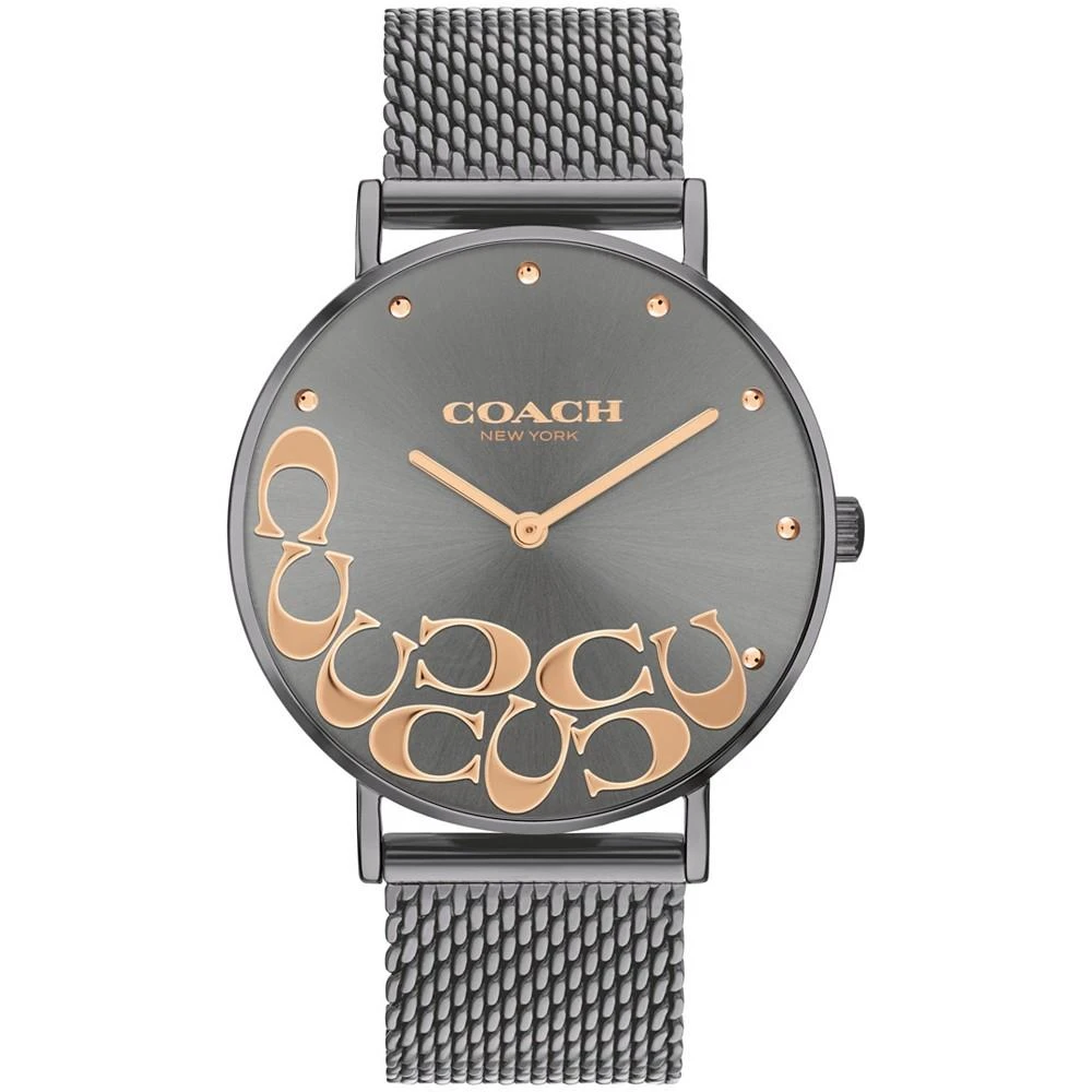 商品Coach|Women's Perry Gray Stainless Steel Mesh Bracelet Watch,价格¥986,第1张图片