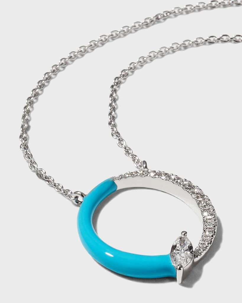 商品Frederic Sage|White Gold Halo Bolt Marquis Half-Turquoise Half-Diamond Necklace,价格¥21360,第3张图片详细描述