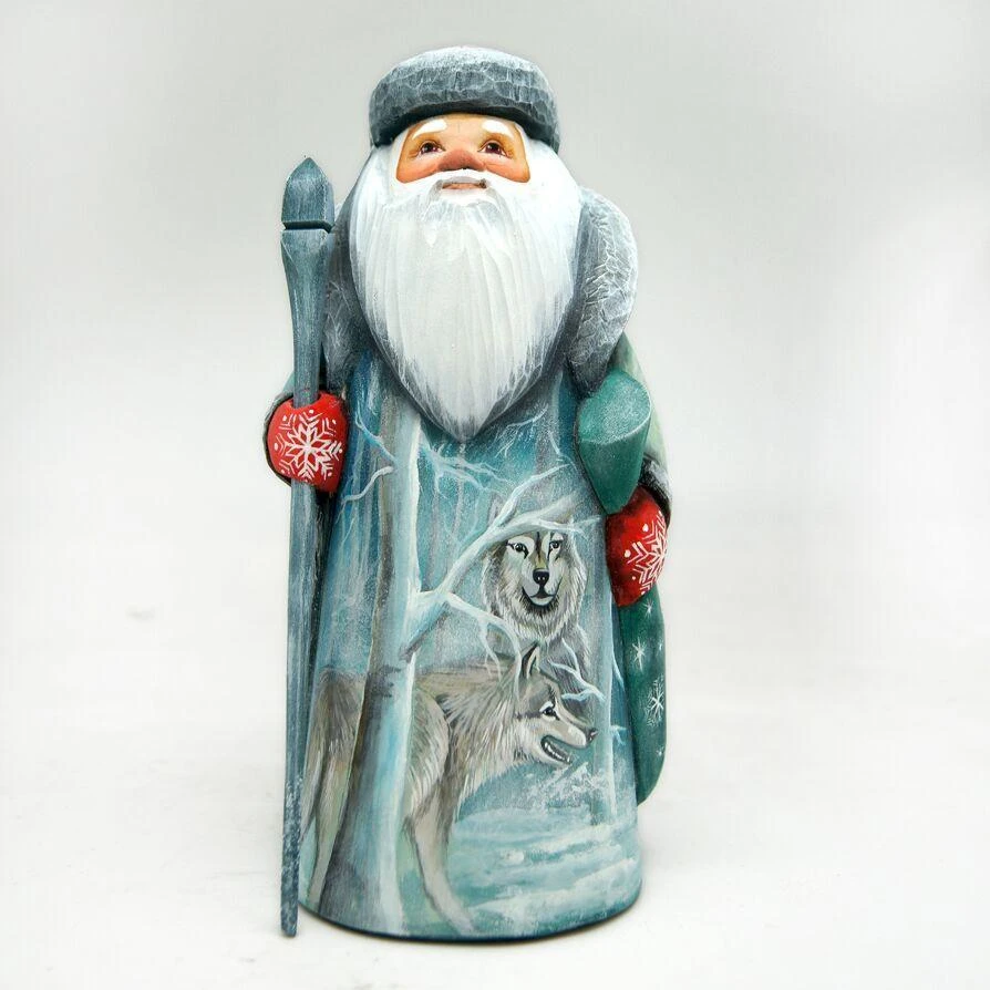 商品G. DeBrekht|Designocracy Woodcarved Handpainted Lost Wolfs Santa Figurine G.DeBrekht,价格¥2177,第2张图片详细描述