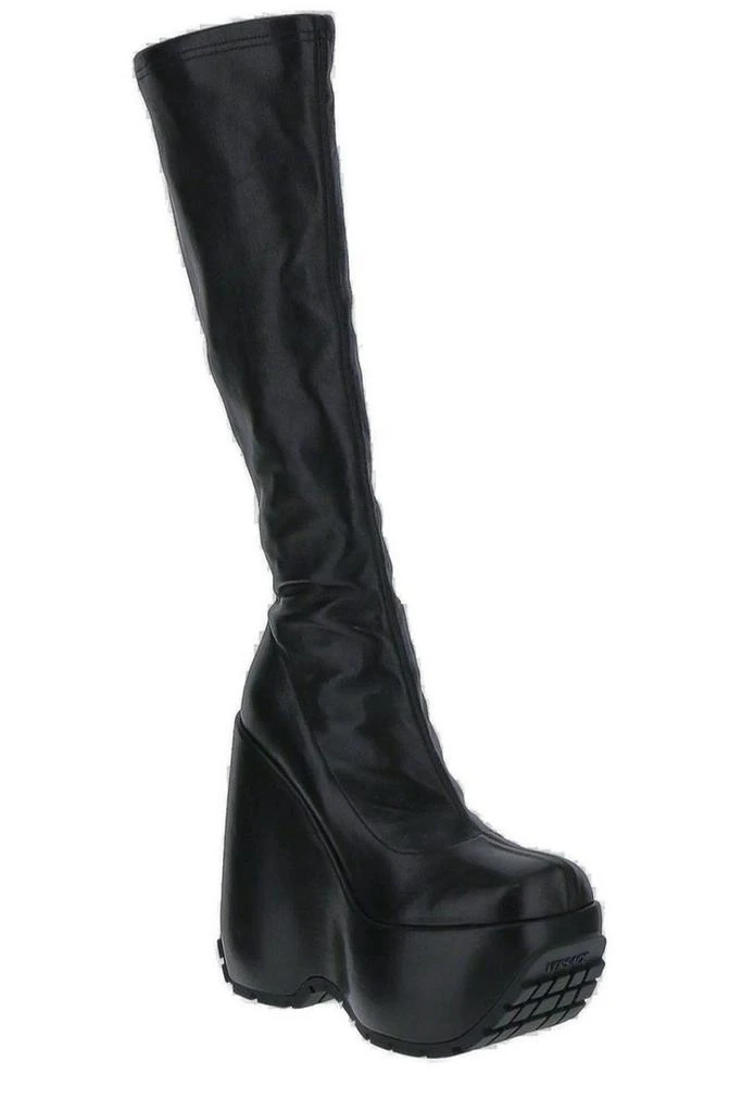 商品Versace|Versace Square Toe Triplatform Knee-High Boots,价格¥6830,第2张图片详细描述