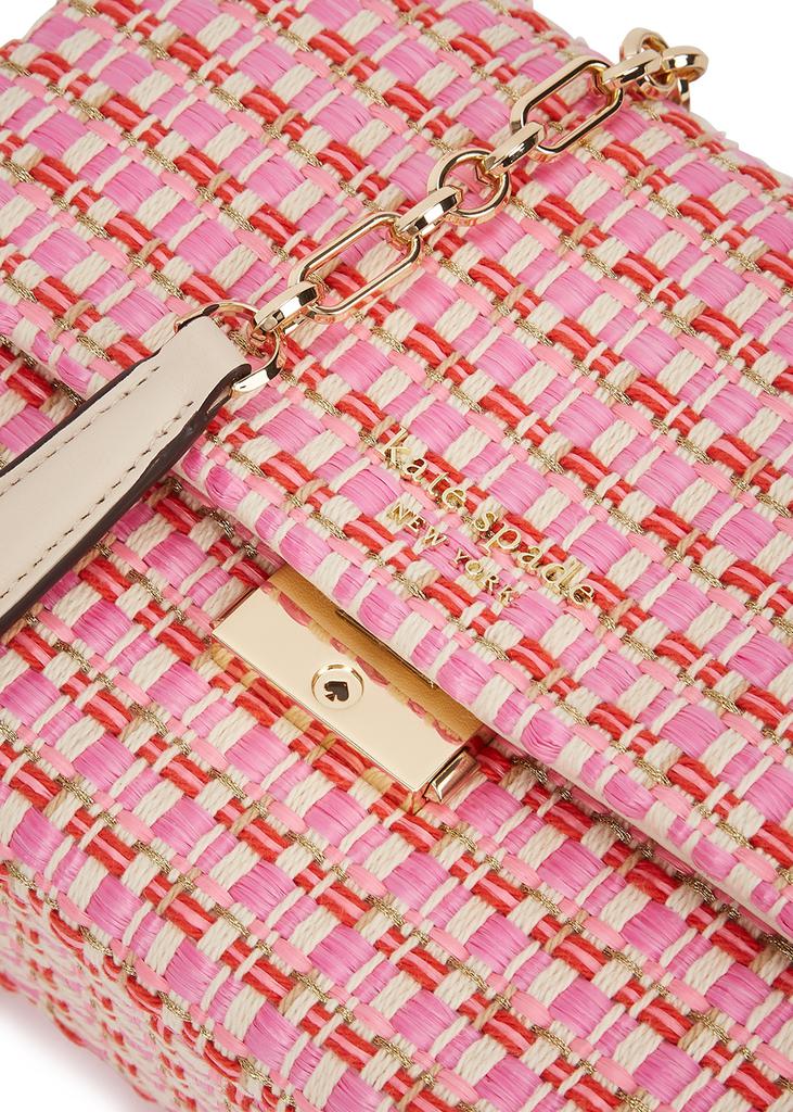 Carlyle pink raffia tweed shoulder bag商品第3张图片规格展示