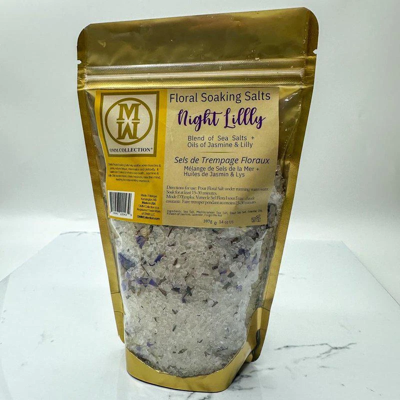 商品OMM Collection|Floral Soaking Bath Salts Night Lily Bag 14 oz,价格¥257,第1张图片