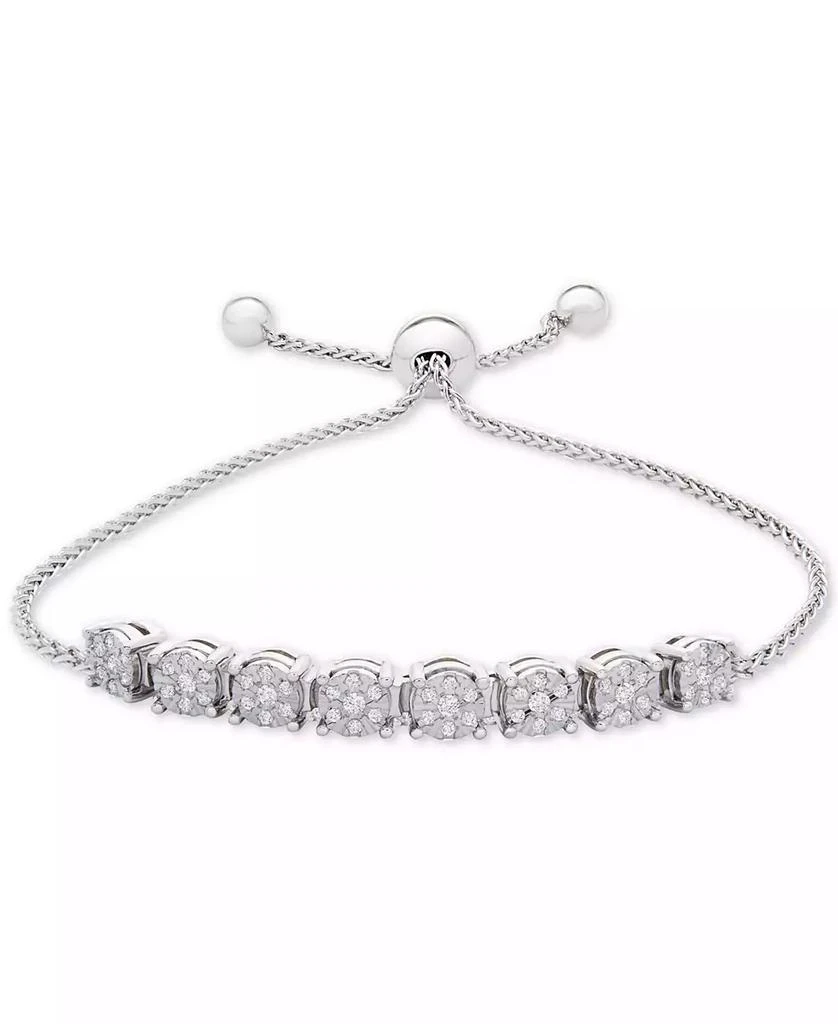 商品Macy's|Diamond Cluster Bolo Bracelet (1/5 ct. t.w.) in Sterling Silver,价格¥2114,第1张图片