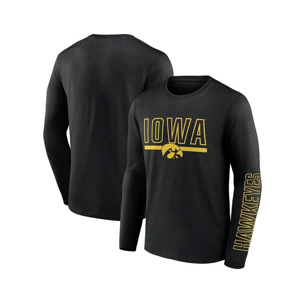 商品Fanatics|Men's Branded Black Iowa Hawkeyes Modern Two-Hit Long Sleeve T-shirt,价格¥265,第1张图片