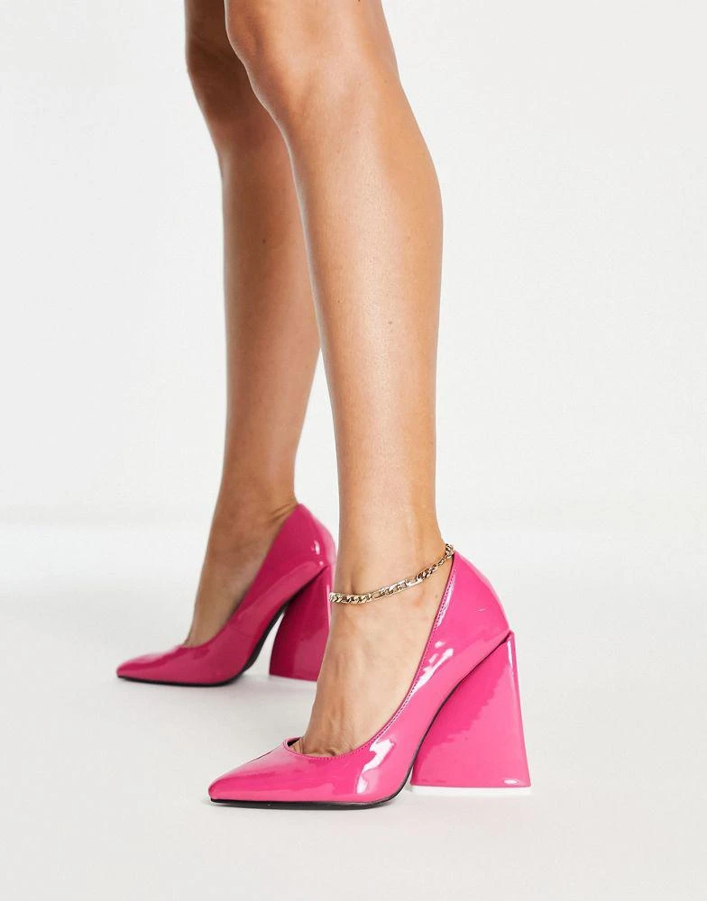 商品ego|Ego As I Am statement block heel shoes in hot pink patent,价格¥137,第1张图片