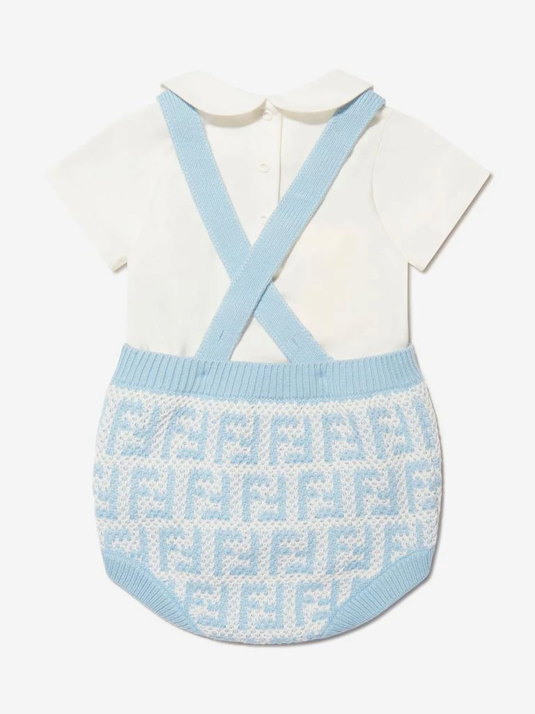 商品Fendi|Fendi  Blue Baby Unisex Knit FF Logo Romper Set,价格¥4900,第4张图片详细描述