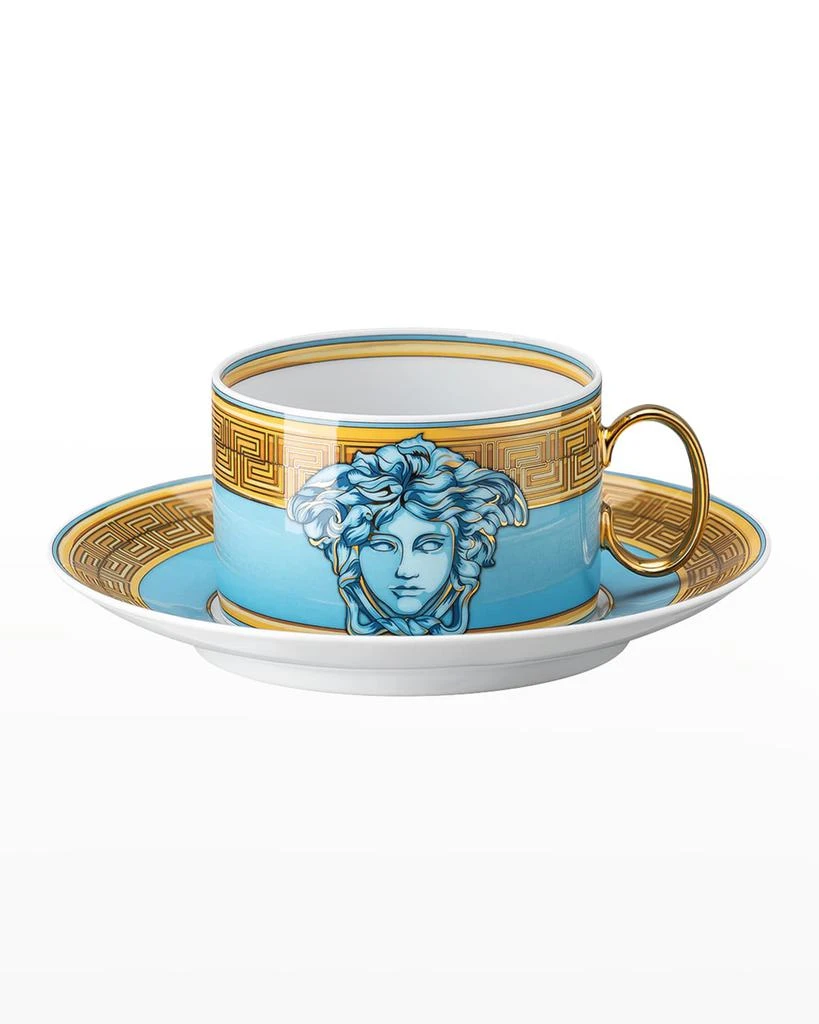 商品Versace|Medusa Amplified Blue Coin Tea Cup and Saucer,价格¥3187,第1张图片
