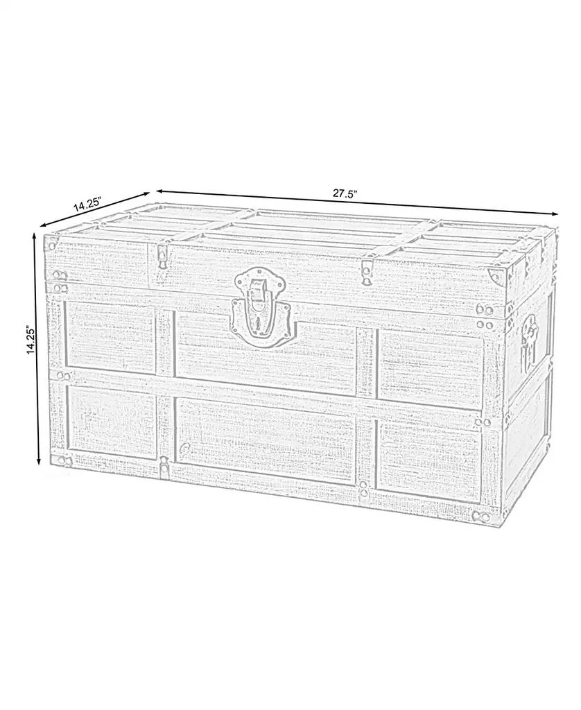Wooden Rectangular Lined Rustic Storage Trunk with Latch, Medium 商品