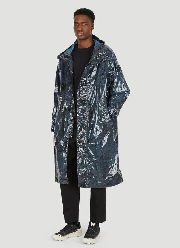 商品Stone Island|High Shine Hooded Coat in Blue,价格¥4593,第2张图片详细描述