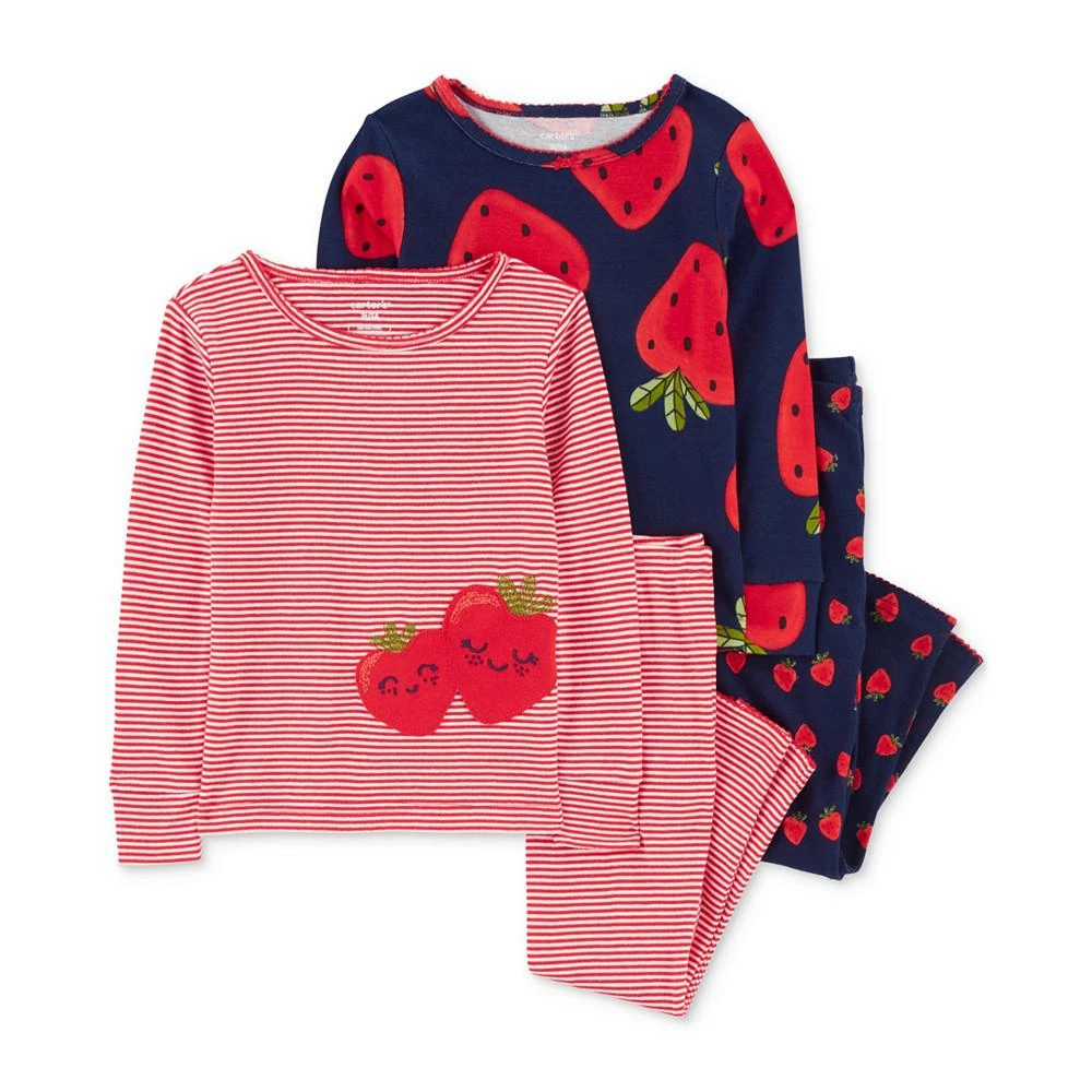 商品Carter's|Baby Girls 4-Pc. Strawberry Snug-Fit Cotton Pajamas Set,价格¥85,第1张图片