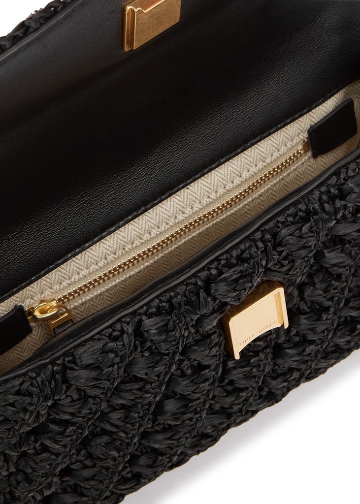 商品Tory Burch|Fleming black woven raffia shoulder bag,价格¥4596,第6张图片详细描述