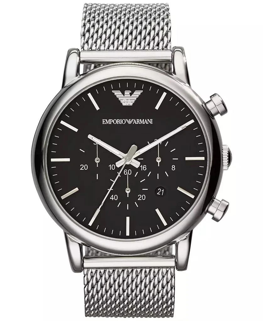 商品Emporio Armani|Men's Chronograph Stainless Steel Mesh Bracelet Watch 46mm AR1808,价格¥2238,第1张图片