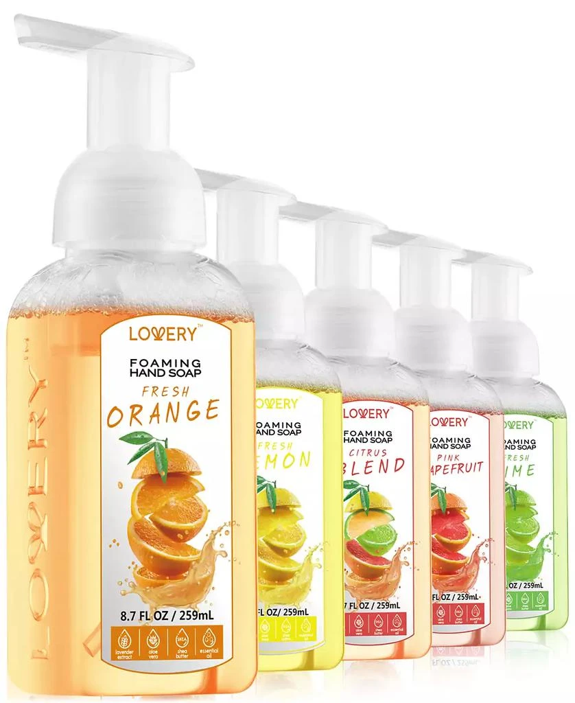 商品Lovery|Hand Foaming Soap in Citrus Blend, Lemon, Orange, Lime, Pink Grapefruit, Moisturizing Hand Soap - Hand Wash Set, 5 Piece,价格¥256,第1张图片