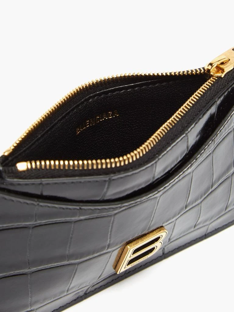 商品Balenciaga|Hourglass zipped croc-effect leather cardholder,价格¥2548,第4张图片详细描述
