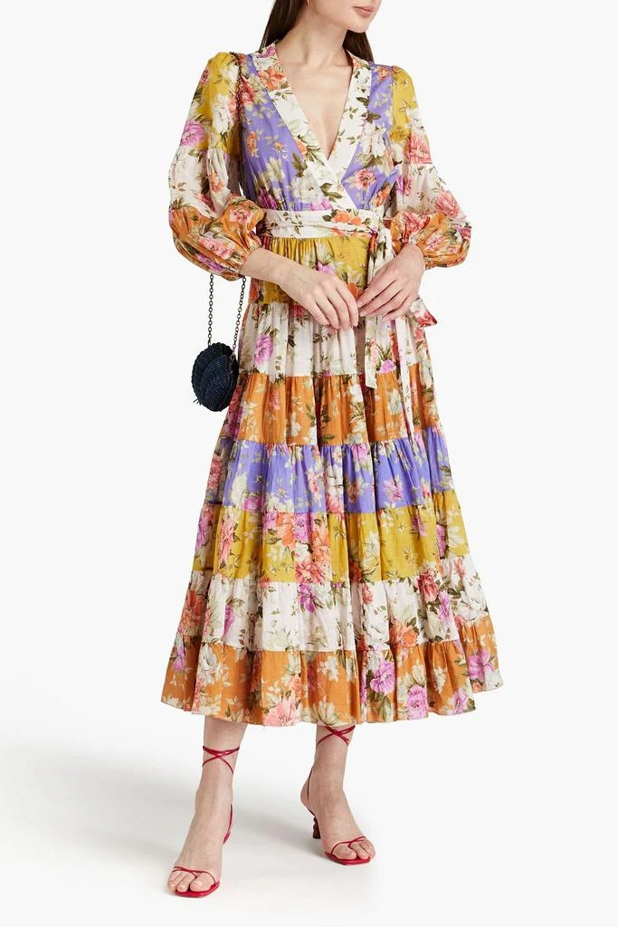 商品Zimmermann|Gathered floral-print cotton midi wrap dress,价格¥3848,第2张图片详细描述