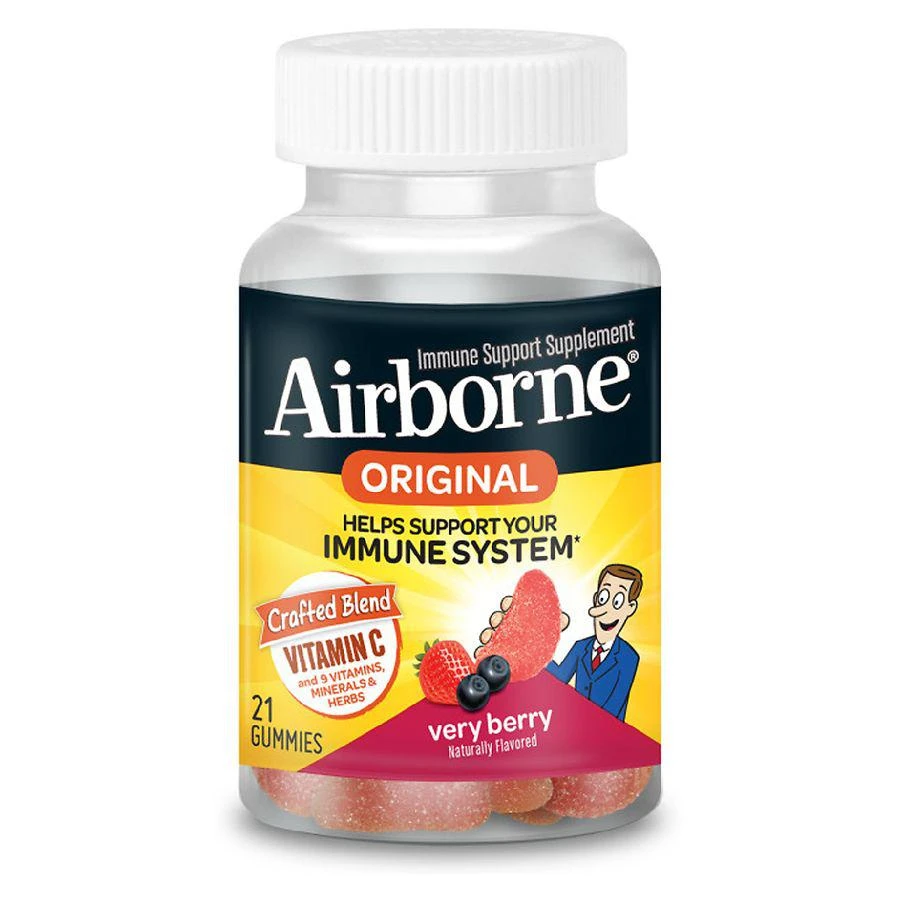 商品Airborne|Immune Support Gummies with Vitamin C, E, Zinc, Echinacea and Ginger Very Berry,价格¥74,第1张图片