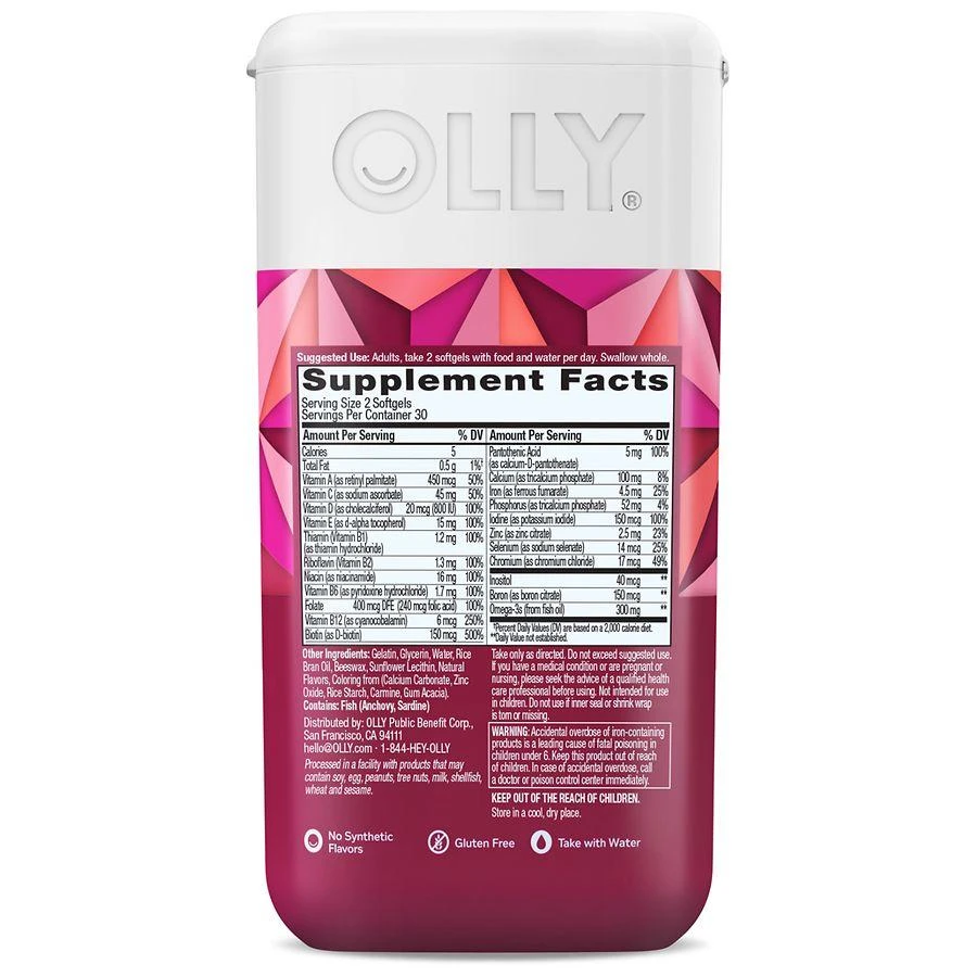 商品OLLY|Ultra Women's Multi Softgels Unflavored,价格¥162,第3张图片详细描述