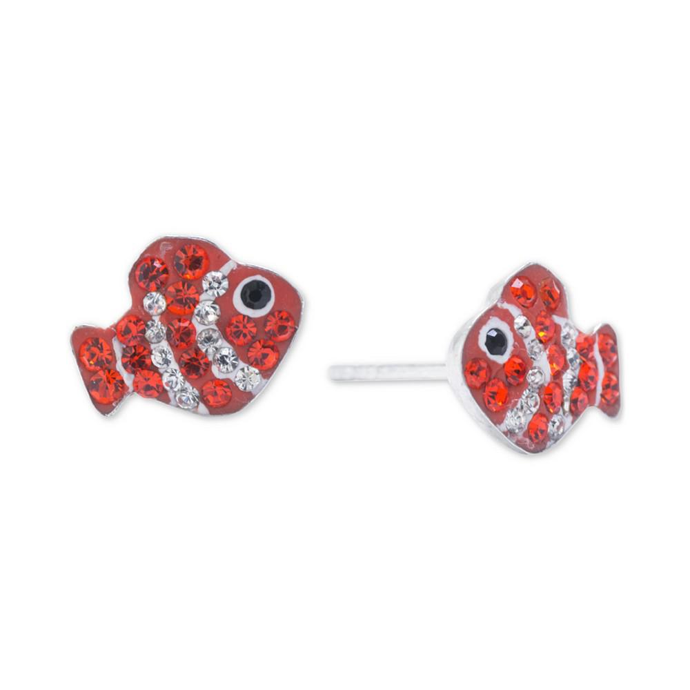 Crystal Pavé Fish Stud Earrings in Sterling Silver, Created for Macy's商品第1张图片规格展示